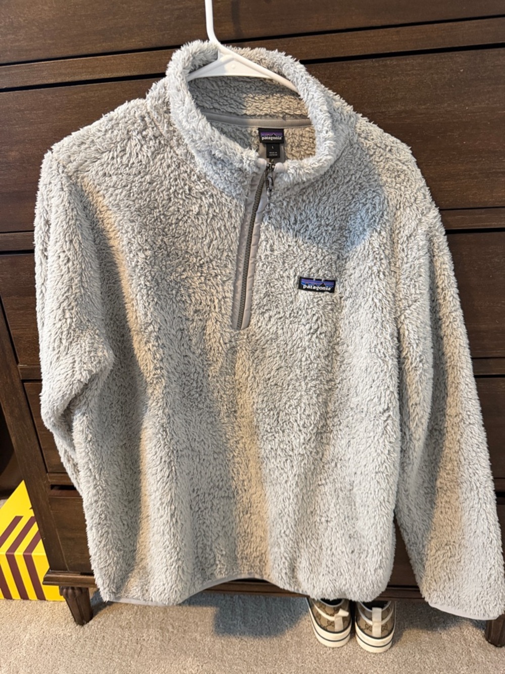 Patagonia Light Gray Sherpa Quarter-Zip Fleece